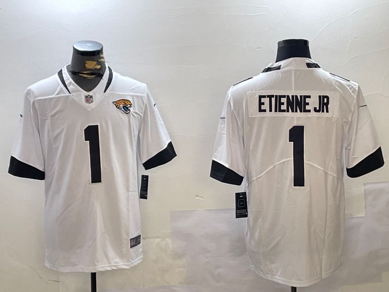Men Jacksonville Jaguars #1 Etienne jr White Second generation 2024 Nike Limited NFL Jersey style 1->jacksonville jaguars->NFL Jersey